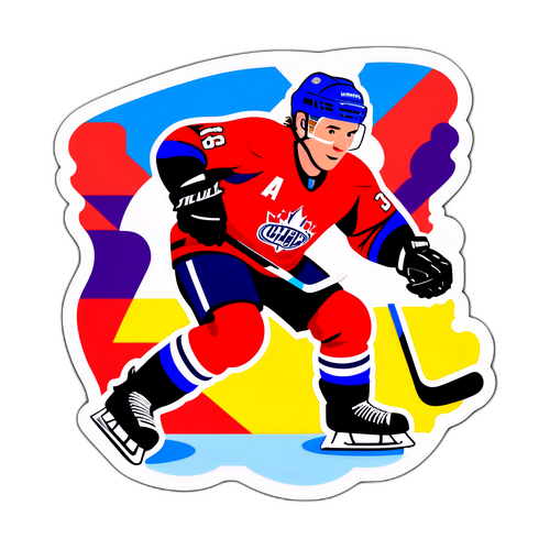 Dynamic Hockey Action Sticker