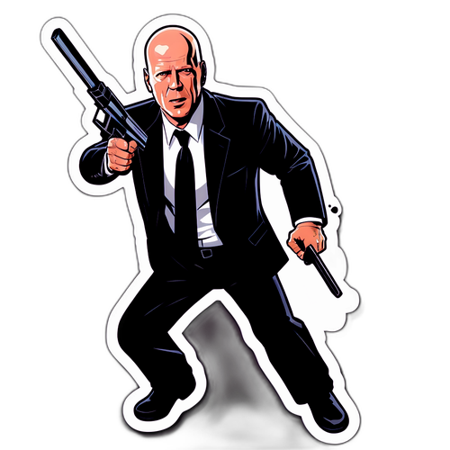 Toimintakohtaus Bruce Willisista tummassa puvussa