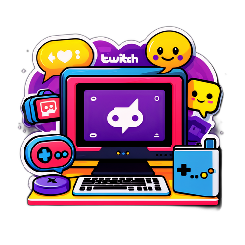 Färgglad klistermärke av gaming setup med Twitch-strömmar