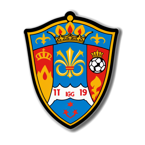 Aufkleber mit den Wappen von Napoli und Genua in aufregendem Fußballsetting