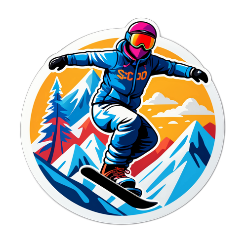 Sticker thể hiện thể thao mùa đông vui nhộn