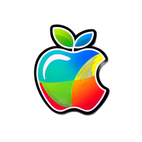 애플 로고와 주식 변동 그래프 스티커 디자인