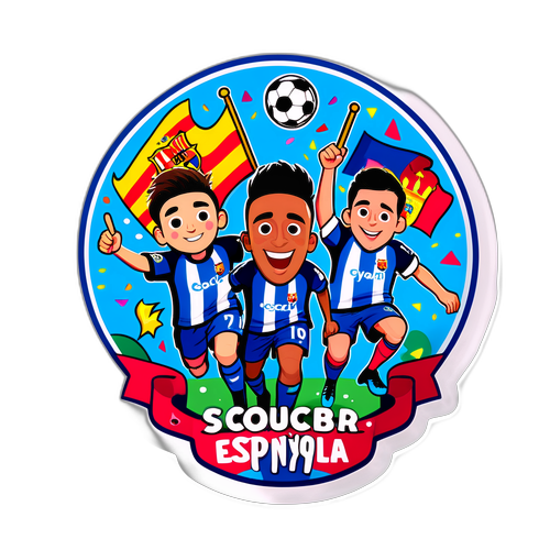 Sticker amuzant cu meci de fotbal între Espanyol și Barcelona