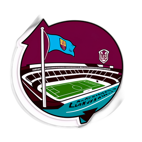 Ilustración de un estadio vibrante con la bandera de Lanús y la frase 'Siempre con Lanús'