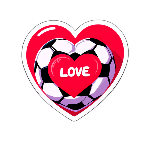 Sticker hình trái tim với thông điệp về tình yêu trong bóng đá