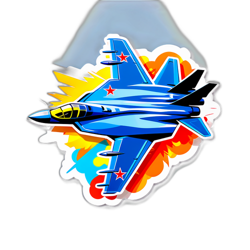 Стікери з ілюстрацією бойового літака Су-57