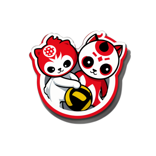 지로나와 레알 마드리드의 마스코트 스티커