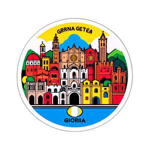 Autocolant colorat cu simbolurile orașelor Girona și Getafe