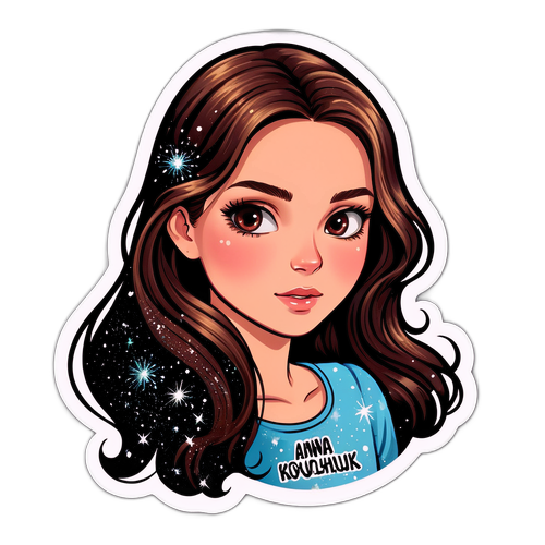 Стикер с девушкой и текстом 'Анна Ковальчук'