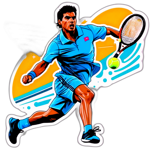 Sticker cu Carlos Alcaraz pe terenul de tenis