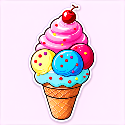 Whimsical Ice Cream Cone Sticker