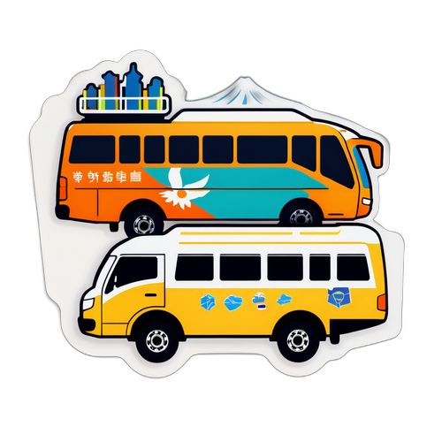公車影像與台灣地圖貼紙設計