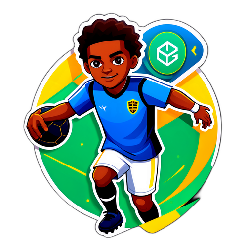 Stiker Gabungan Grafik Blockchain dan Bola Sepak