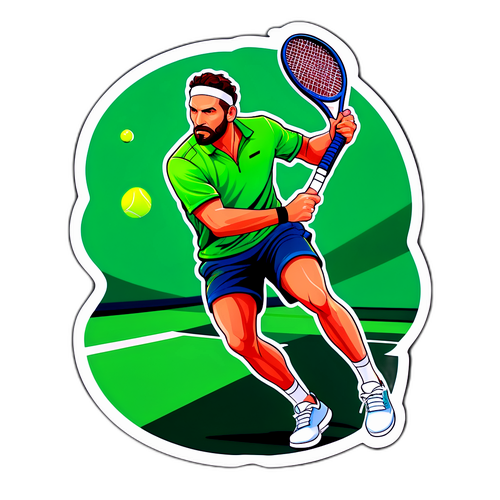 Sticker cu Mannarino în acțiune la tenis