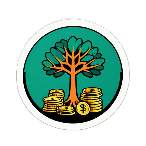 Sticker van het ING-logo versierd met financiële elementen