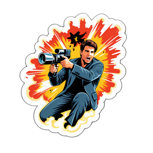 Tom Cruise i en actionfylld pose