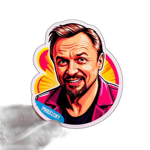 Смешной стикер с Павлом Прилучным в комичной позе