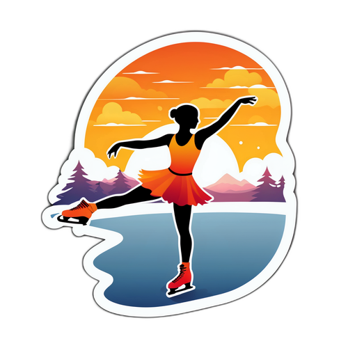 Ilustrație a unei patinatoare la apus