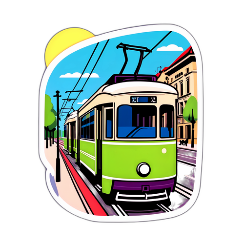Tramvaiul 32 din București într-o zi de vară
