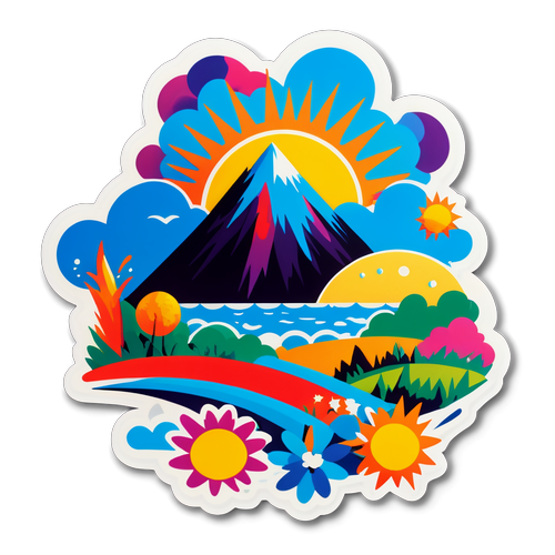 Sticker de paysage vibrant représentant Jarry