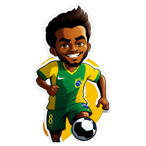 Stiker Cool Menampilkan Pemain Bola Sepak Brasil Antony