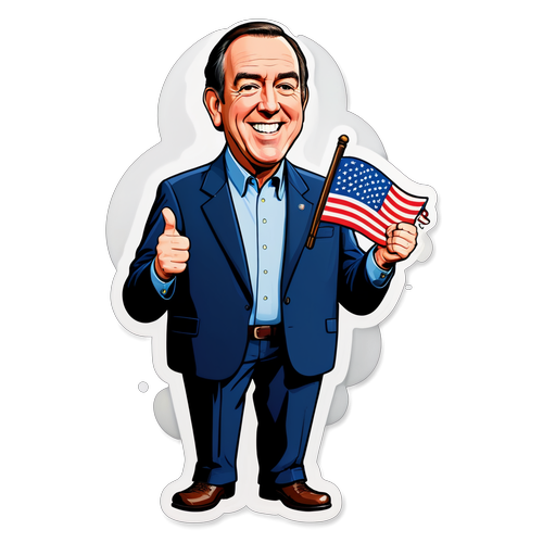 Mike Huckabee Med Et Humoristisk Tvist: En Karikatur Med Amerikanske Flaggelementer!