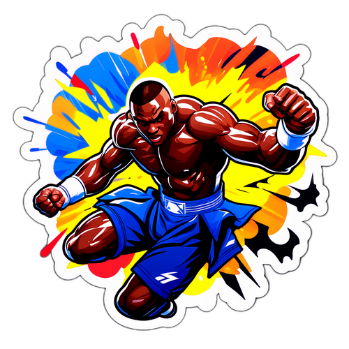Autocollant dynamique de Kamaru Usman en combat