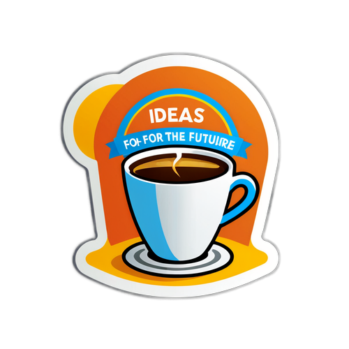 Autocolant cu cană de cafea și laptop