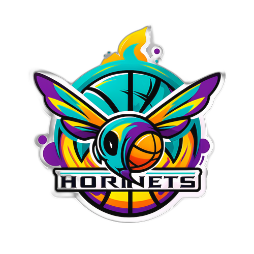 Disenyo ng Logo ng Hornets na may Vibrant na Kulay