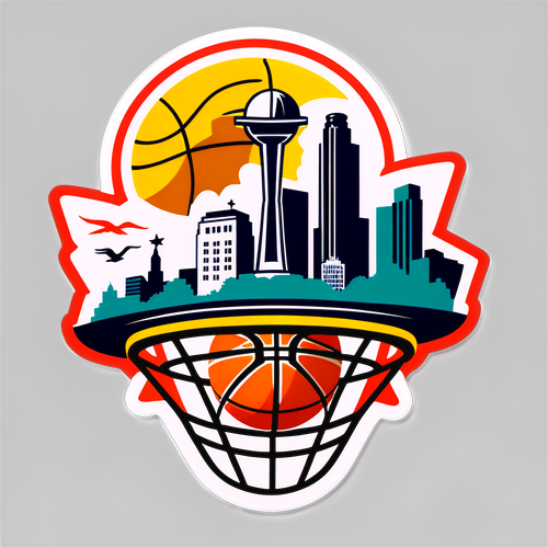 Espiritu ng Spurs: Texas Skyline at Basketball Sticker