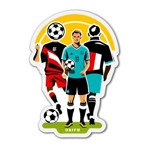 Sticker mit dem Aufruf 'Macht mit beim DFB-Pokal!', hinterlegt mit Sportler-Silhouetten.