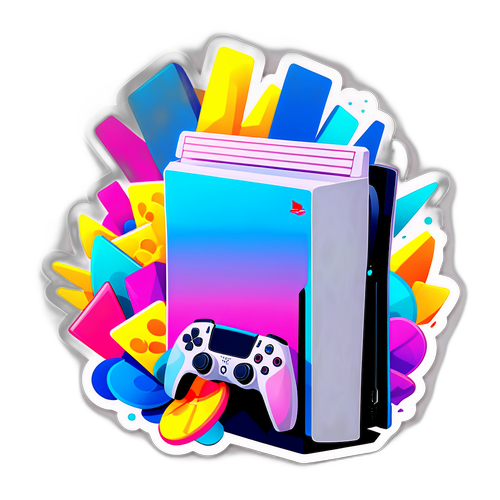 Illustration Colorée de la PS5 avec Fanatiques et Jeux