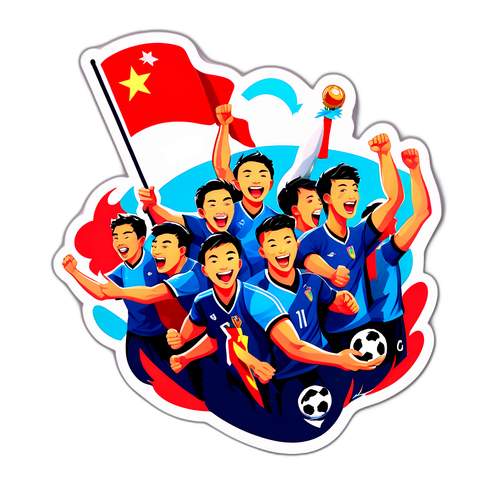 庆祝中国国家足球队胜利的贴纸