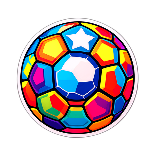 Stiker Bola Sepak Mosaik Berwarna-warni