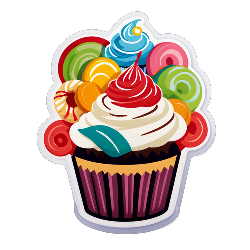 Kaakit-akit at Makulay na Sticker ng Cupcake