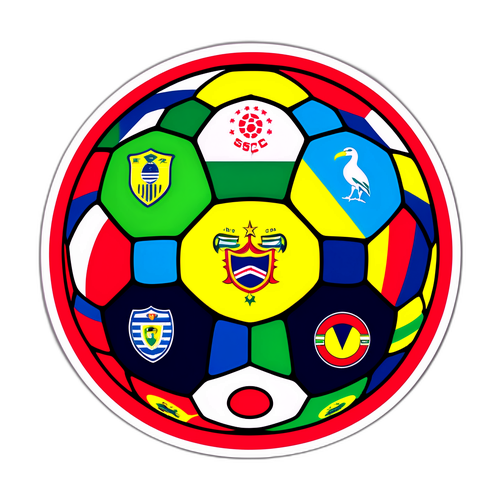 Sticker de balón de fútbol con diseño creativo en colores de ligas sudamericanas