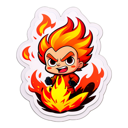 Personagem de desenho animado em chamas