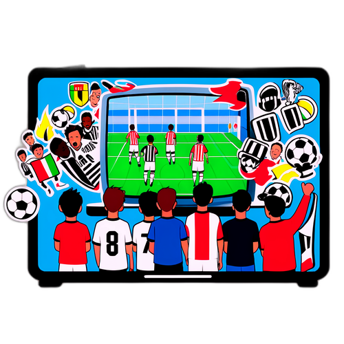 สติกเกอร์ของคนหนุ่มสาวดูฟุตบอล Juventus vs. Cremonese