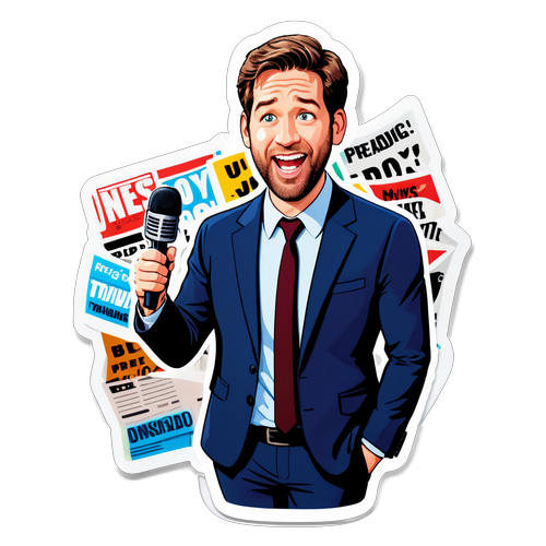 Spreading Joy! Cartoon Sticker of John Krasinski