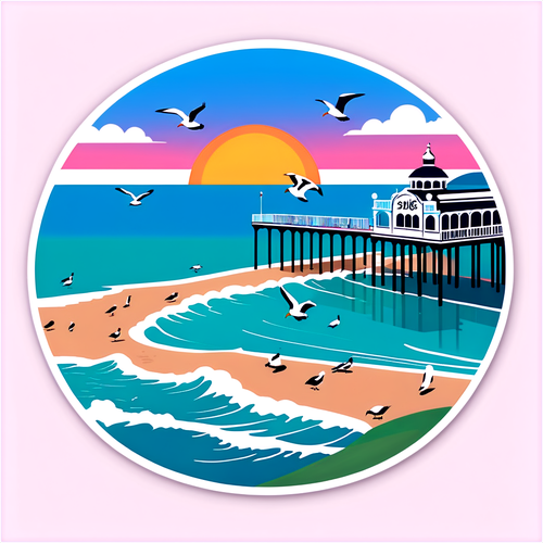 Ilustrasi Pemandangan Pantai Brighton