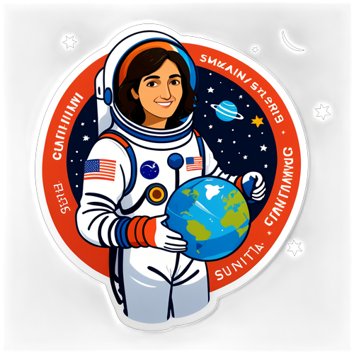 Magandang Sticker ng Inspirasyon: Sunita Williams, Pioneering Space Explorer at Olympian!