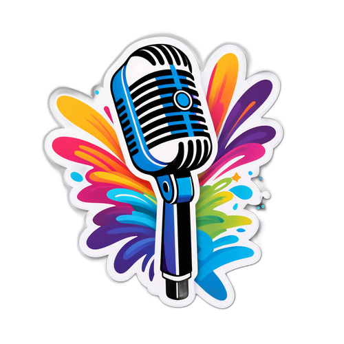 Fargerik Mikrofon med Lydbølger