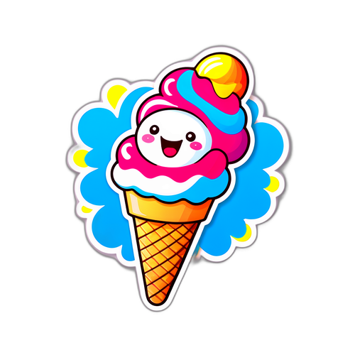 Renkli Dondurma Stickerı
