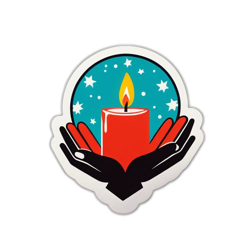 Sticker van solidariteit en hoop voor Wereld Candle Lighting Day