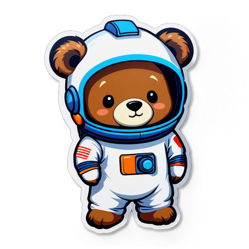 可愛太空熊探索貼紙