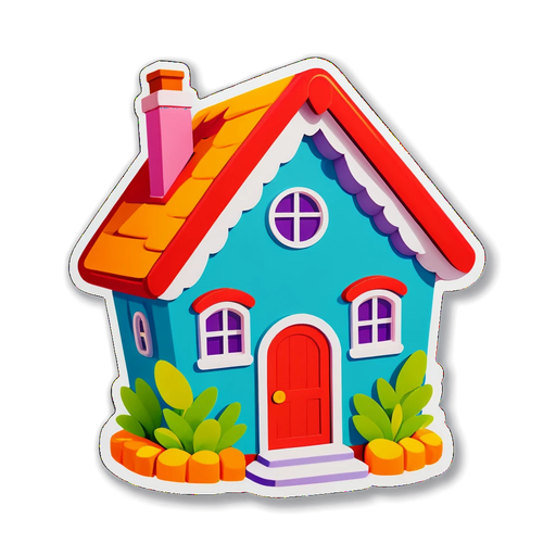 Unlock Happiness: Transform Your Space with This Adorable Colorful House Sticker!