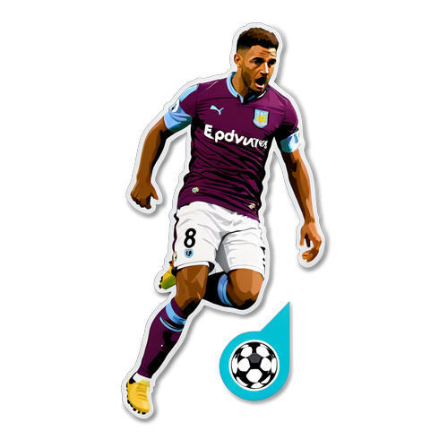 Sticker cho Aston Villa với màu tím đặc trưng và cầu thủ đang thi đấu