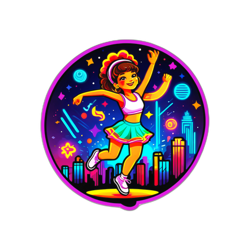 Panayotis danser under farverige neonskilt