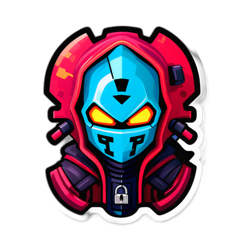 サイバー攻撃テーマのデジタルデザインロックキャラクター