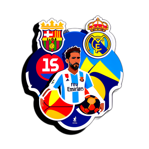 Stiker La Liga dengan Siluet Pemain dan Logo Tim